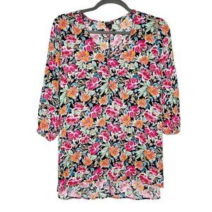 Torrid Floral Tunic Top Womens Size 1X Tie‎ Back